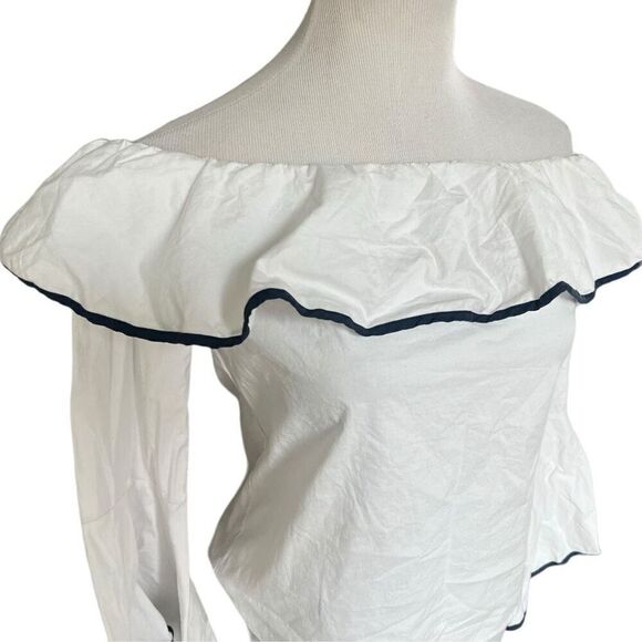 NWT Womens JW Style Off Shoulder Nautical Sailing Resort Top - Sz M - Picture 2 of 2